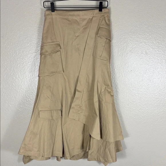 L'Academie Noma Tan Cotton Midi Skirt - Picture 3 of 6